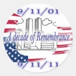 9-11 10th Anniversary Commemorative Round Sticker