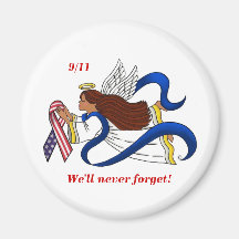 9/11 Memorial Ribbon, Ethnic Angel Magnet