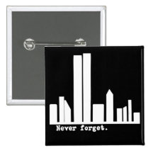 9-11 Never Forget NY Skyline Tshirts, Buttons