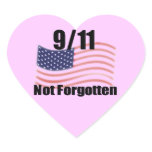 9/11 Not Forgotten American Flag Heart Stcker Heart Sticker