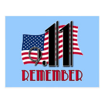 9/11 REMEMBER with American Flag Tshirts Post Card