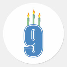 9 Birthday Candles (Blue / Green) Stickers