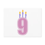 9 Birthday Candles (Pink / Purple) Post Cards