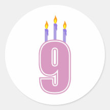 9 Birthday Candles (Pink / Purple) Stickers