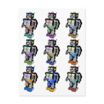 9 Robots Coloured Post Card