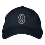 "9" Small Athletic Number Embroidered Baseball Caps