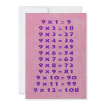 #9 Times Table Collectable Card invitations