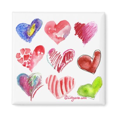 9 Valentine Hearts Magnet by lillyarts