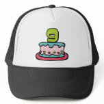 9 Year Old Birthday Cake Trucker Hats