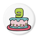 9 Year Old Birthday Cake magnets