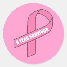 9 Year Survivor (Breast Cancer Pink Ribbon) Sticker