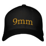 9mm Black Gold Text Hat embroidered hats