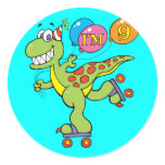 9th Birthday Dinosaur Round Sticker
