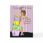 9th Birthday, Happy Birthday Card little girl with