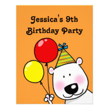 9th birthday party personalised custom invitations