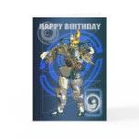 9th Happy Birthday with Robot warrior Greeting Cards