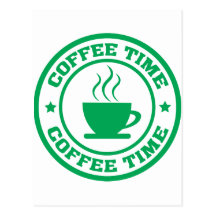 A251 coffee time circle green postcards