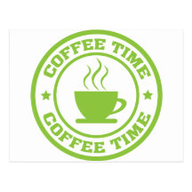 A251 coffee time circle lime green postcards