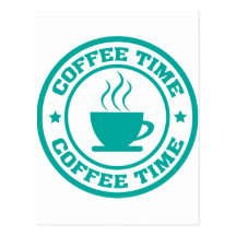 A251 coffee time circle teal postcards