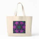 A52 Blue Snowflake Starburst Kaleidoscopic Mandala Canvas Bags
