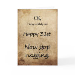 A 31st birthday for a nag greeting card