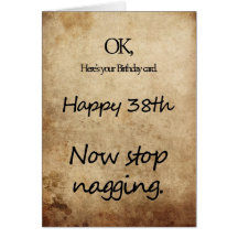 A 38th birthday for a nag cards