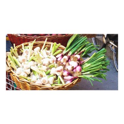 A basket of GARLIC - Naples, Italy Photo Card by foreverspring
