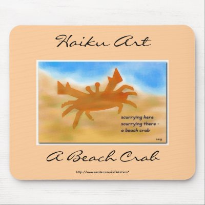 A Beach Crab Haiku Art Mousepad by Reflekshins