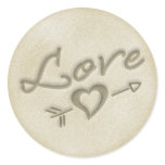 A Beach Wedding Love Heart Sticker (Gold)