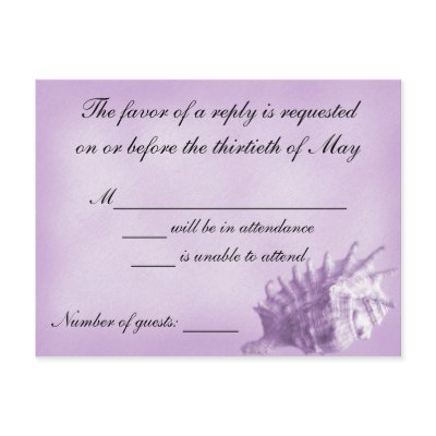 A Beach Wedding RSVP Card (Purple) by BeachWeddings