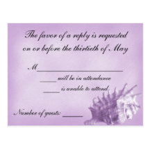 A Beach Wedding RSVP Card (Purple) Postcards