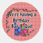 A Birthday Bar-B-Q Party Round Stickers