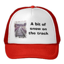 A bit of snow on the track trucker hats