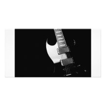 A black Guitar Personalised Photo Card