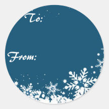 A blue Christmas (gift tag) Round Sticker