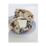 A blueberry muffin with butter post card