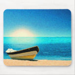 A boat beneath a sunny sky mousepads