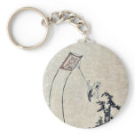 A boy flying a kite Ukiyoe Key Chain