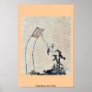 A boy flying a kite Ukiyoe Poster