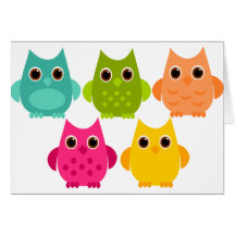 A Bright Bunch of Owls Greeting Card