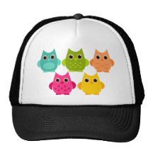 A Bright Bunch of Owls Mesh Hats