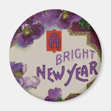 A Bright New Year Purple Pansy Flower Fridge Magnet