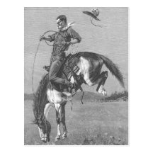 A Bucking Bronco by Remington, Vintage Cowboy Post Card