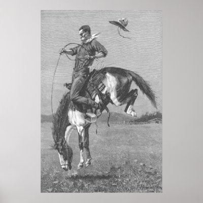 A Bucking Bronco by Remington, Vintage Cowboy by MasterpieceCafe