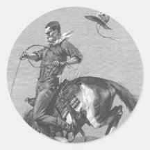A Bucking Bronco by Remington, Vintage Cowboy Round Stickers