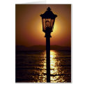 A candelabrum backed by a sunset, Aegean Sea, Turk cards
