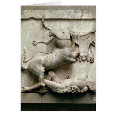 A Centaur triumphing over a Lapith Greeting Card by bridgemanart