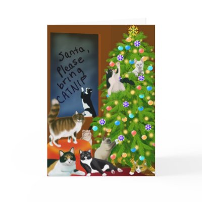 A Christmas Cat Tree Card by twopurringcats