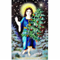 A christmas greeting with jesus appears with chrsi photo cut out