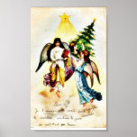 A christmas greetings with three angels with a chr posters
